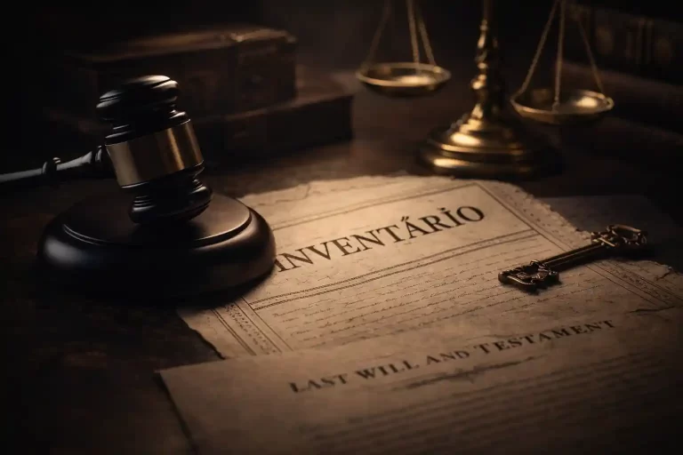 Advogado especialista em inventário judicial e extrajudicial analisando partilha de bens